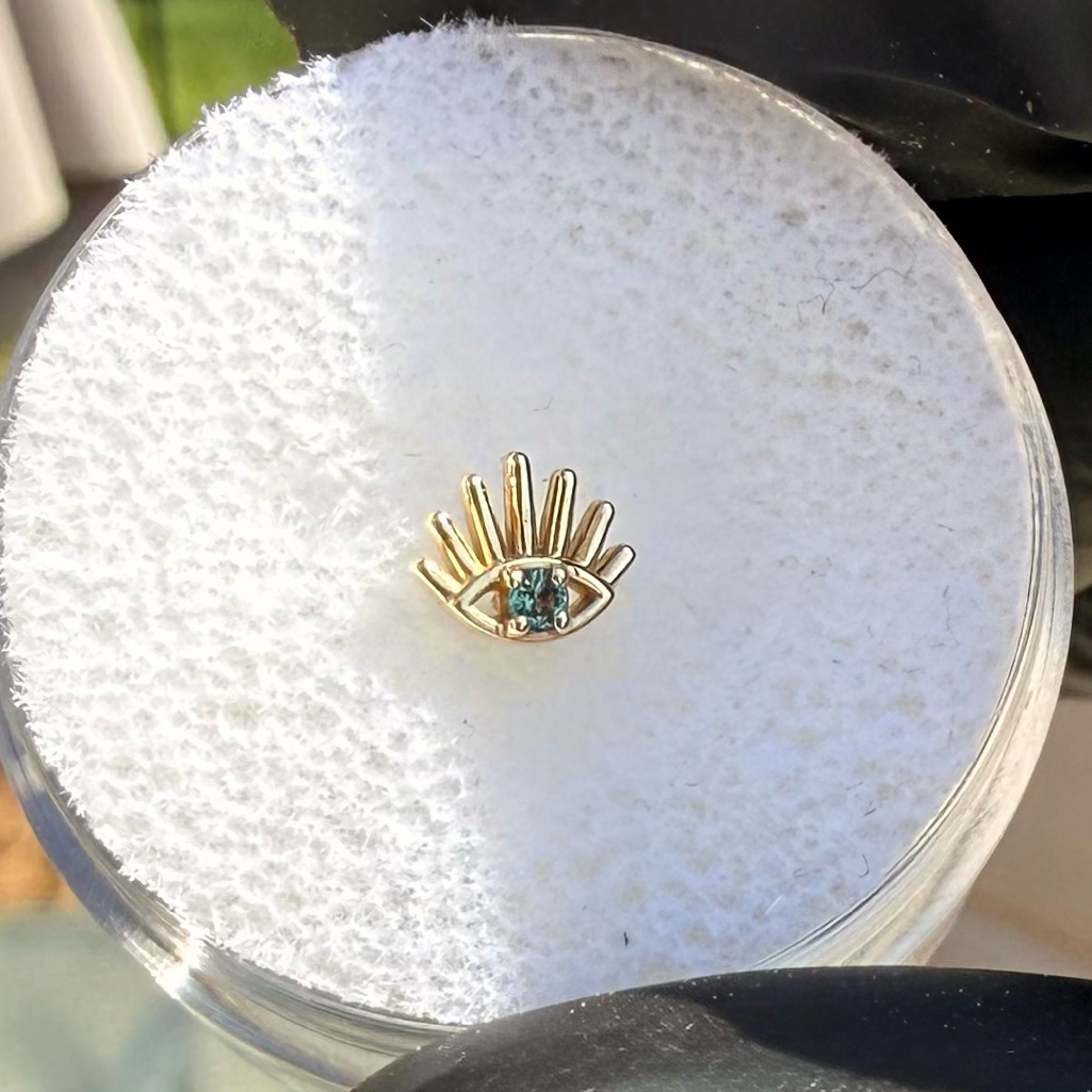 Tapati By Bvla Internally Threaded 14k Solid Yg Sunburst W Alexandrite Stone
